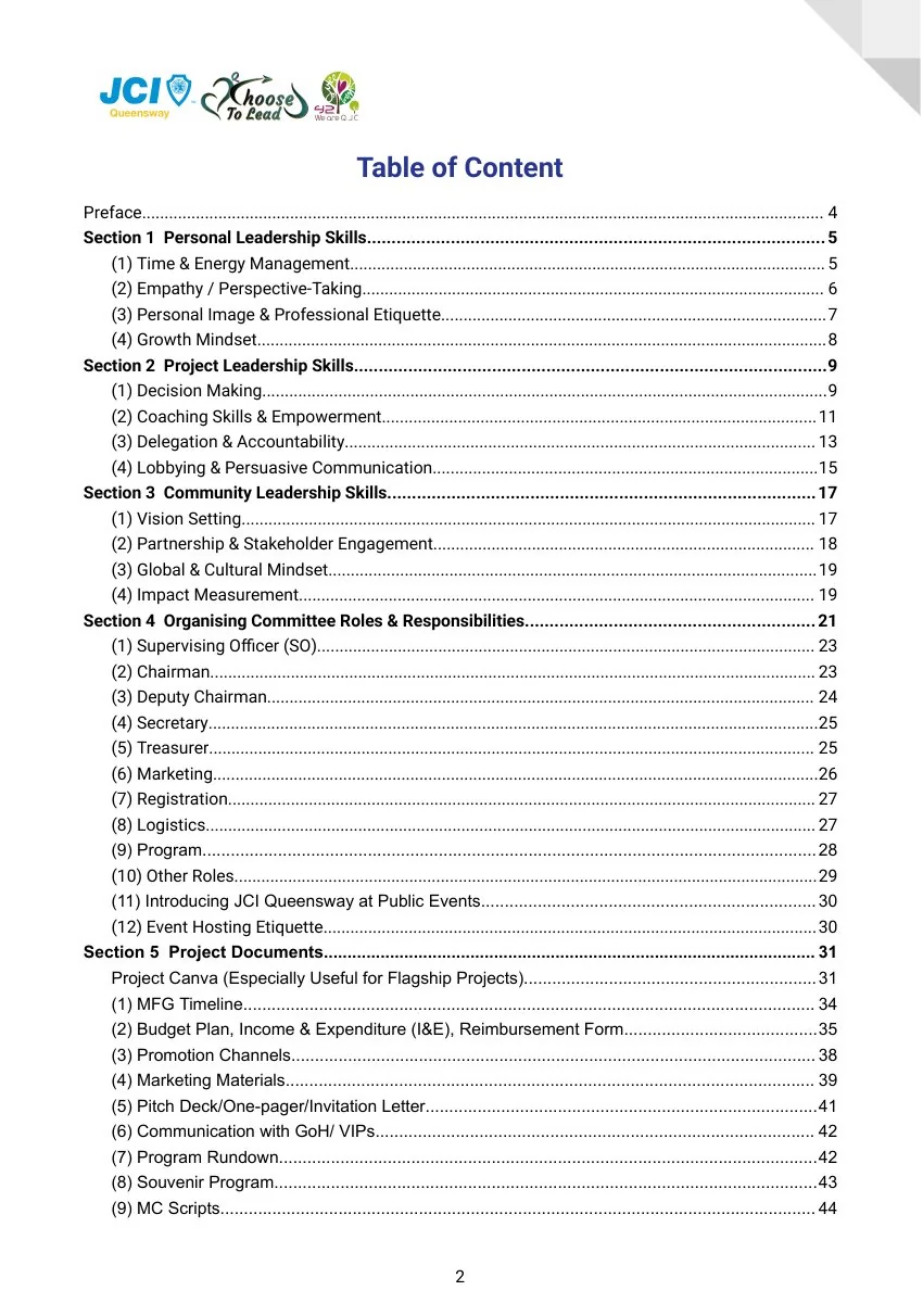 JCI Queensway Project Handbook 2026, page 3