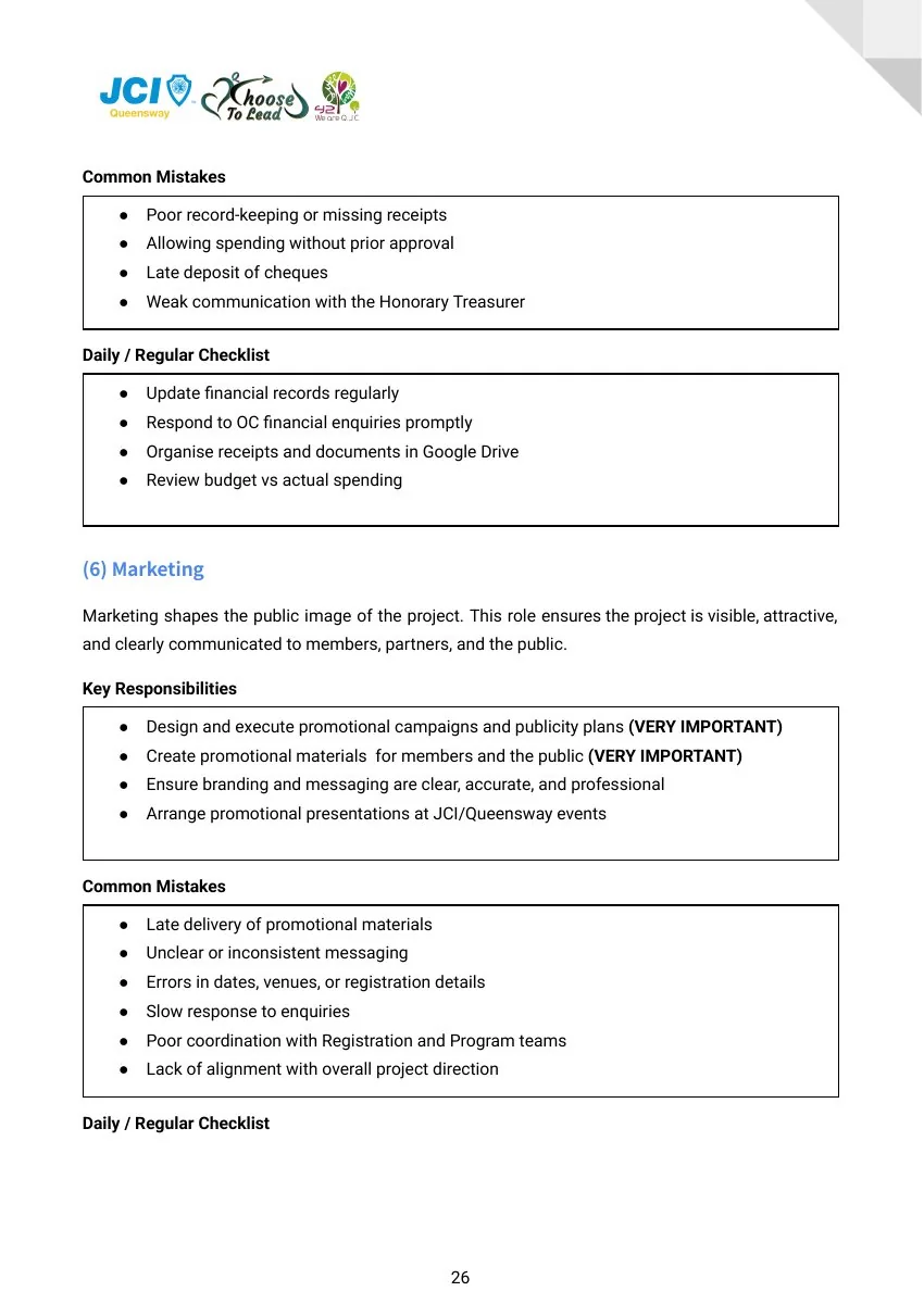 JCI Queensway Project Handbook 2026, page 27