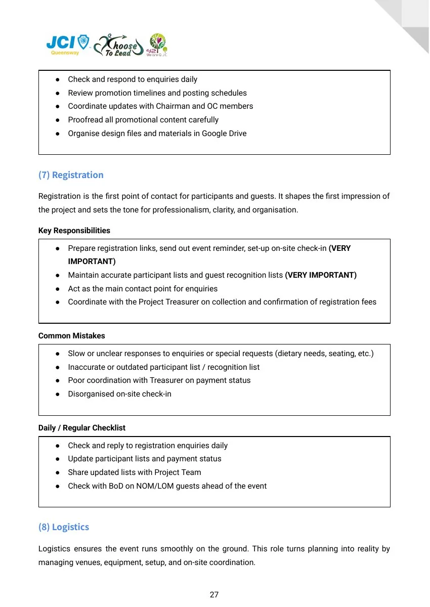JCI Queensway Project Handbook 2026, page 28