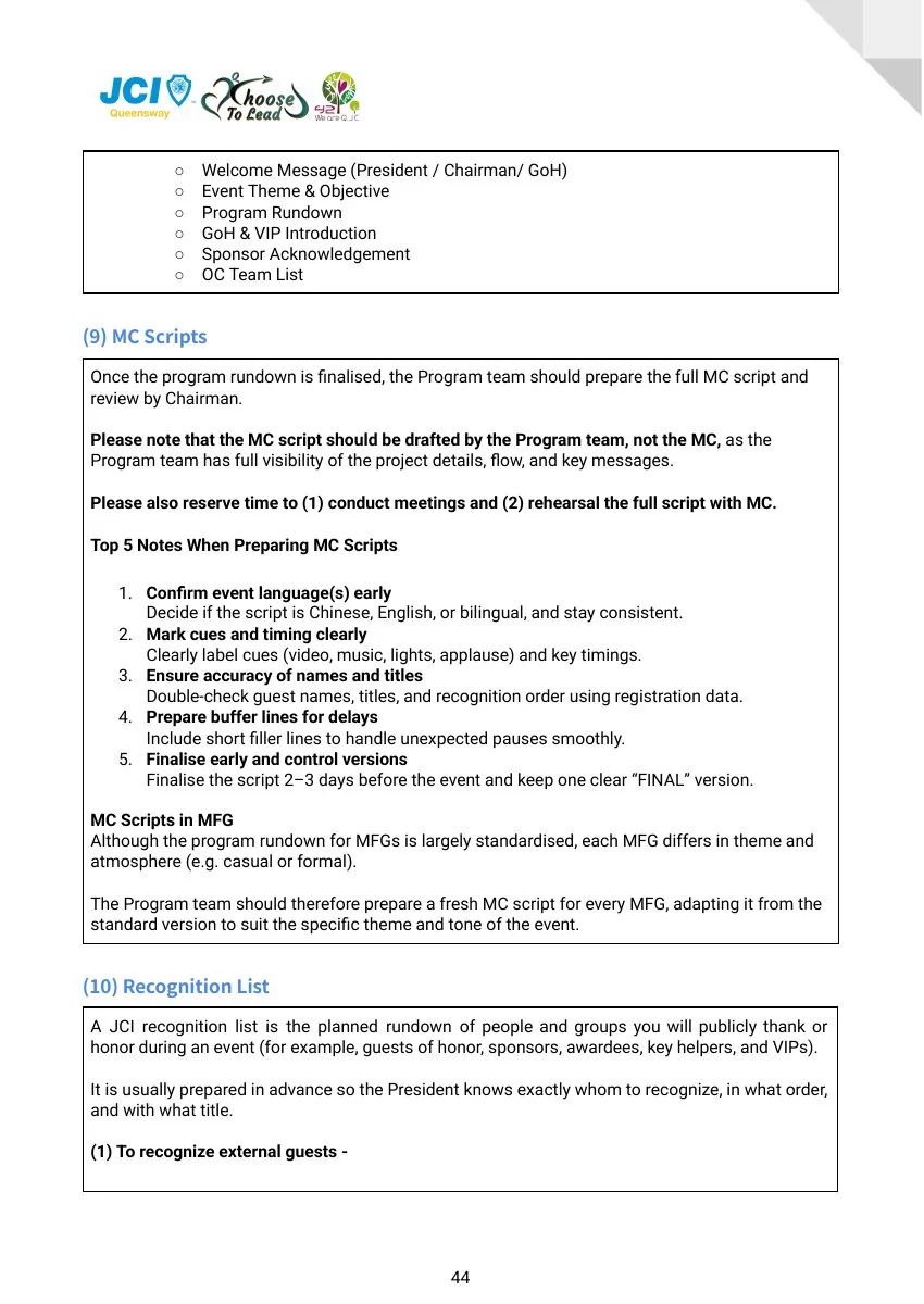 JCI Queensway Project Handbook 2026, page 45