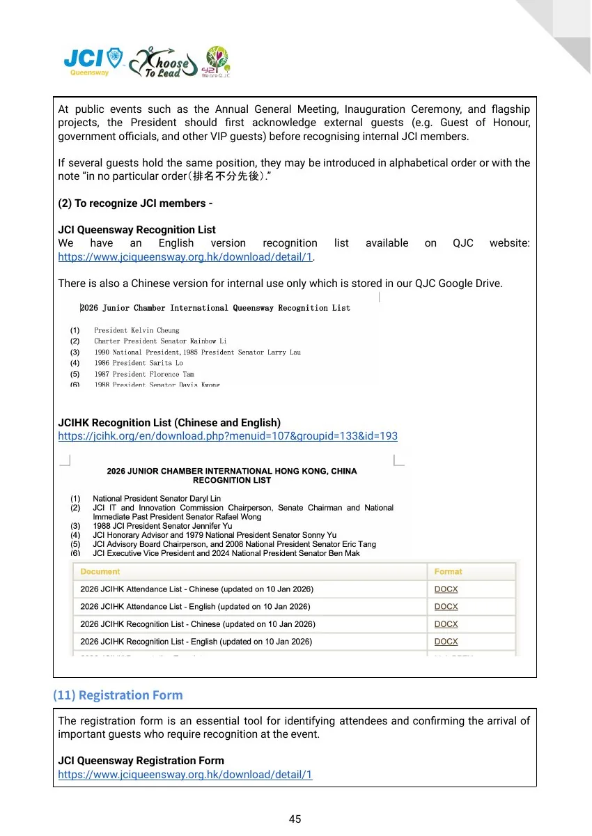 JCI Queensway Project Handbook 2026, page 46