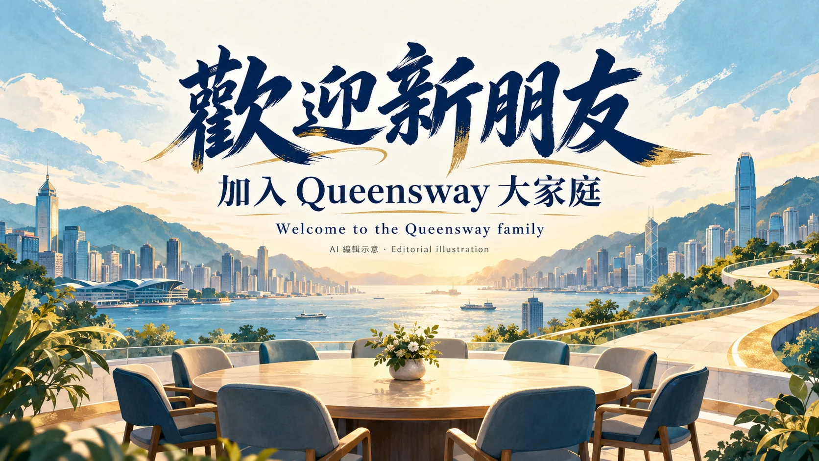 A warm illustrated welcome to the Queensway family.